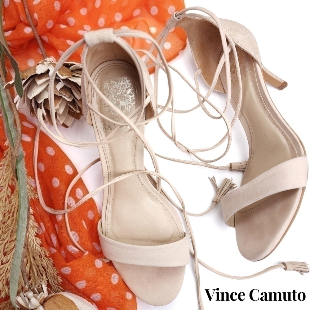 Vince Camuto Nude Cream Strappy Sandal Heels Sz 7½m - Picture 10 of 12